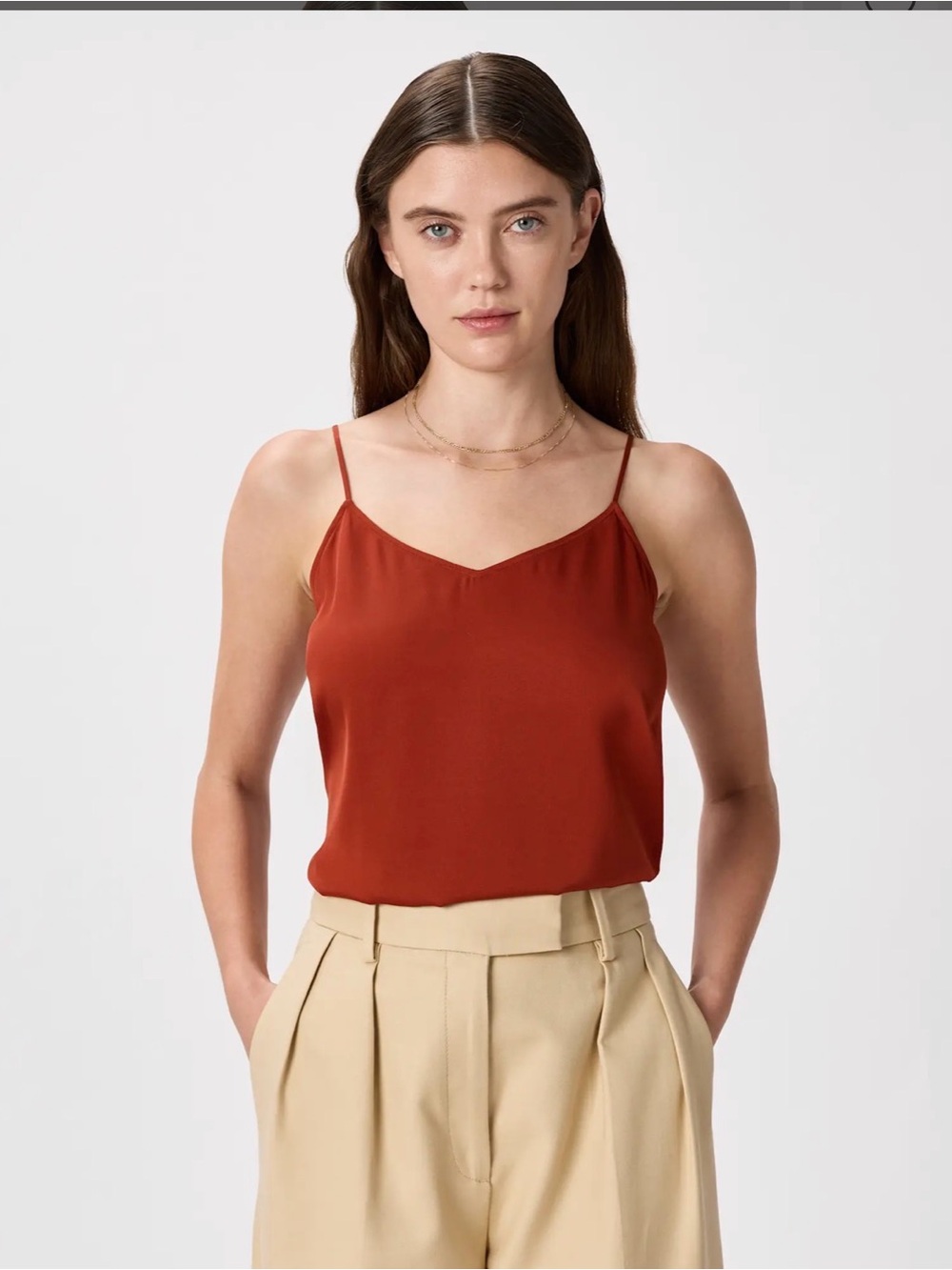 Quince washable silk V neck Cami